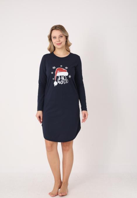 Camasa de noapte Craciun,Imprimeu HO HO, En-gros